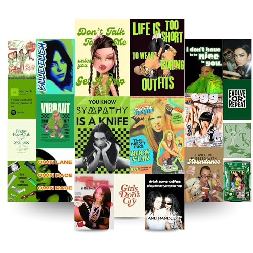 Image of Yellow Town India BRAT SUMMER CODED Femme Aesthetic Multi Sized Poster Kit, Set of 21 Aesthetic Room Decor Wall Art for Hostel, Dorm, Bedroom, Living Room Wall Decor
