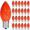 25 Pack C7 Ceramic Orange Light Bulbs Indoor Outdoor Christmas Halloween String Light Bulbs Replacement Orange Bulb C7E12 Candelabra Bulb 5W Ceramic Orange Incandescent Light Bulbs