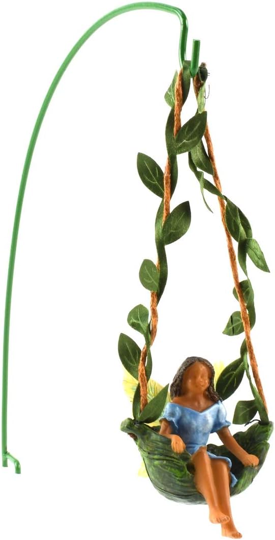 TG,LLC Treasure Gurus Ivy Vine Tree Swing Dark Hair Fairy Girl Mini Figurine Garden Decor Dollhouse Supply