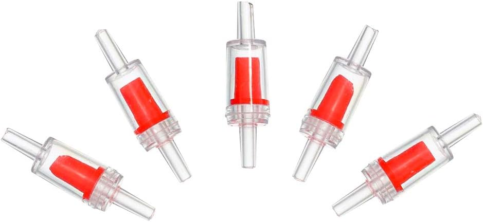 Quickun Aquarium Air Pump Check Valve, 3/16" ID Hose Non-Return Check Valve for Fish Tank 5Pcs