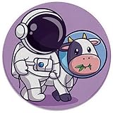 Mouse Pad，Cute Astronaut with Cow Astronaut Cartoon Style Funny Round Mousepad，Small Non-Slip Rubber Gaming Pads，Office Dorm Computer Laptop Mouse pad 7.9 x 7.9 Inch，Astronaut Enthusiast Gift