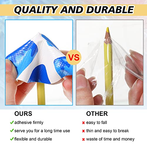 Outus 24 Pieces Vinyl Pool Repair Patch Kit Swimming Pool Liner Patches Self Adhesive Air Mattress Patch For Tent, Canvas, Inflatable Pool Floats, 4 Inch (Blue White Plaid) #TOP2