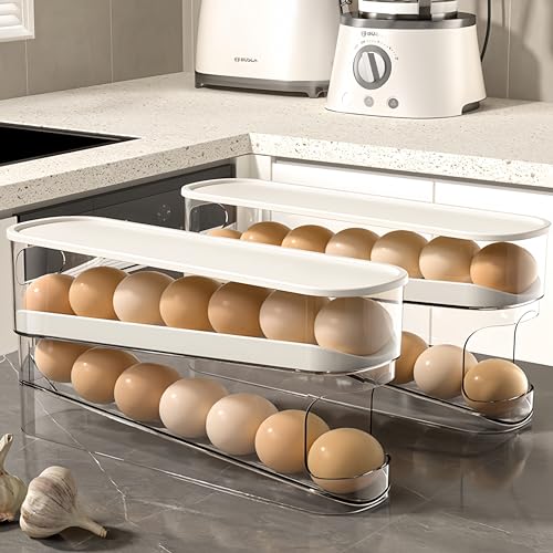 Wacoi EGG TRAYS1-2 Auto Rolling Fridge Egg Organizer, Space Saving Eggs Dispenser For Refrigerator Storager thumb #5