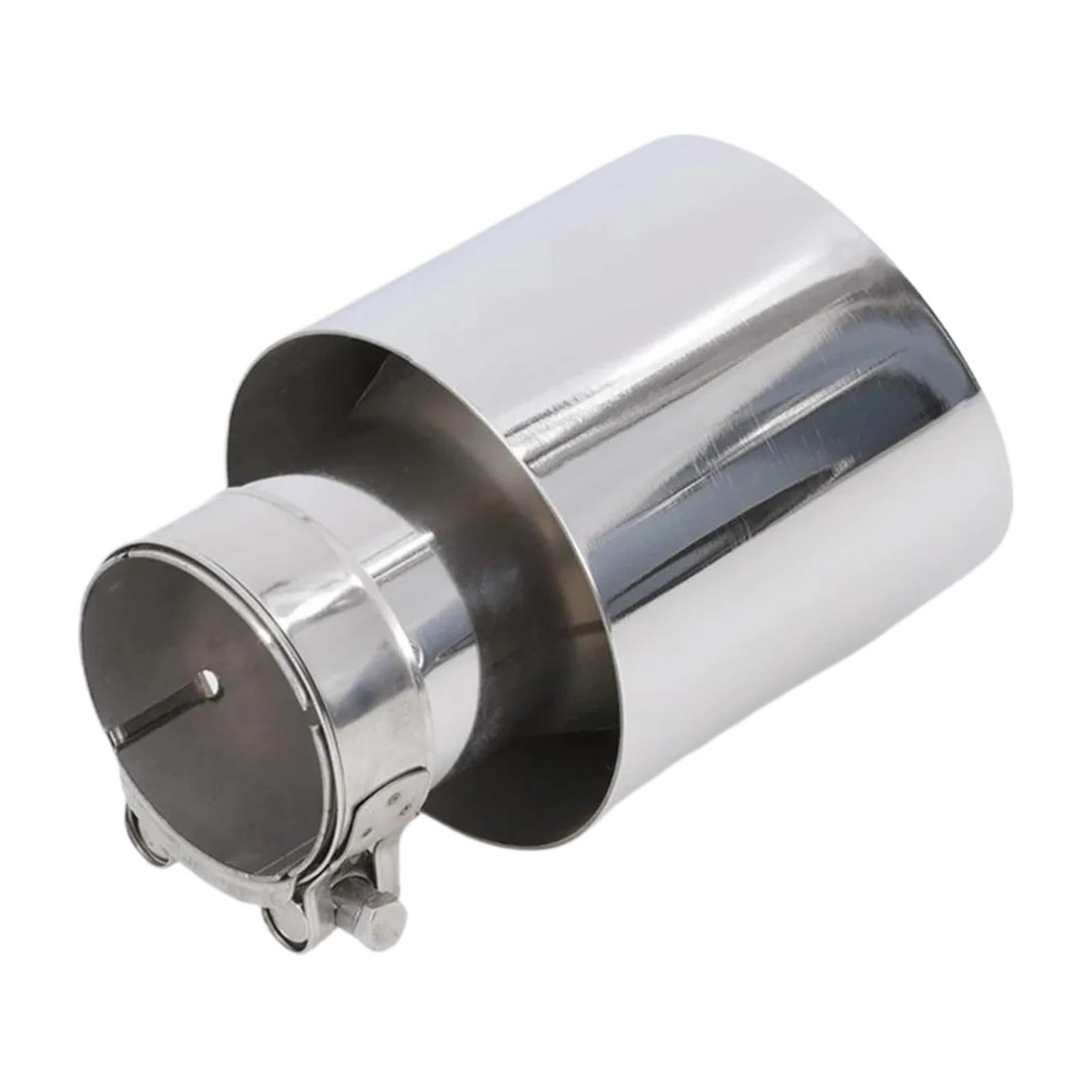 Terminale di Scarico Universale in Acciaio Inox con Gola Posteriore + terminale per Auto, Tubo di Scarico monoblocco (Ingresso 51 mm, Uscita 101 mm)