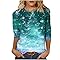 Christmas Sweatshirts for Women UK Ladies Tops Christmas Tree Elk Snowman Printed 3/4 Sleeve T-Shirts Crewneck Loose Fit Pullover Tops Tunic Blouse Xmas Jumpers Holiday Shirt