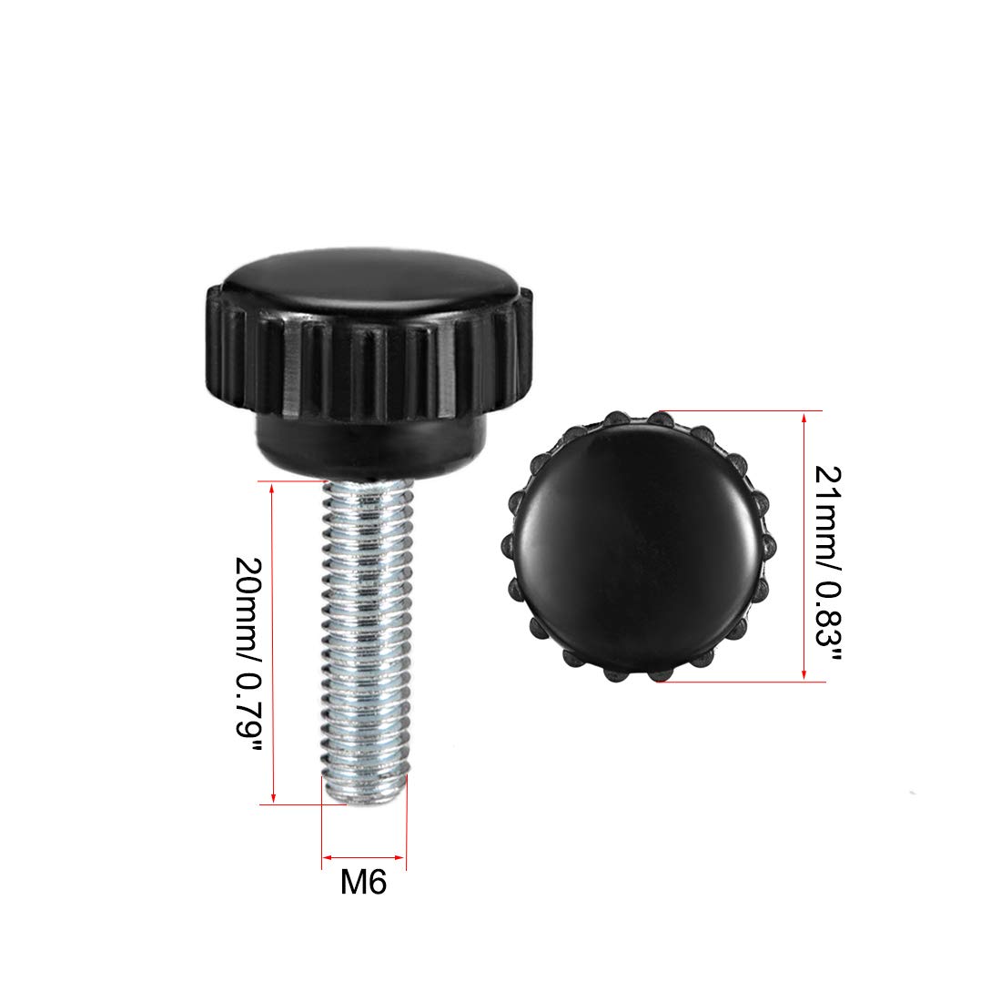 Vis Pouce Molette M6 X 20 Mm – Bouton De Serrage Mâle, Lot De 20 Pièces Uxcell