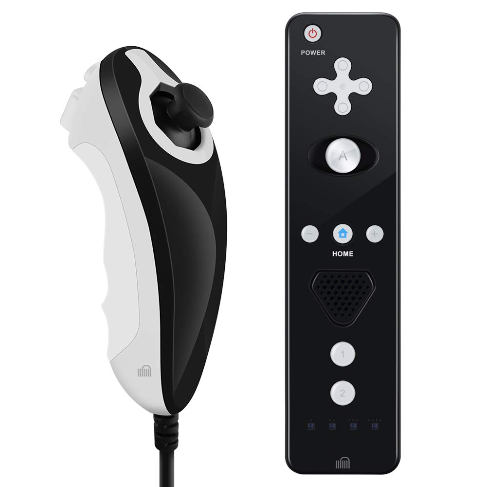 ameego GN-009RN DB Unique design Wireless Remote controller & Nunchuck Controller with Silicon Case and Wrist Strap for Nintendo Wii & Wii U & Mini Wii (Design-B Black)