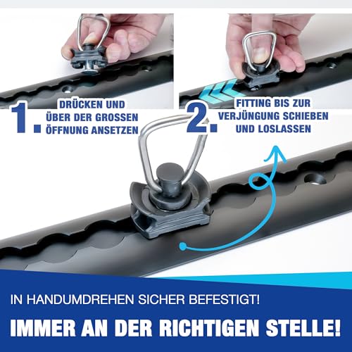 NTG Airlineschiene Fitting aus Kunststoff (10 Stück) | Airline Fitting mit 1000kg Bruchlast in Schwarz | Einfachendbeschlag für Zurrschienen | Flugösen zur Ladungssicherung in Anhänger & PKW