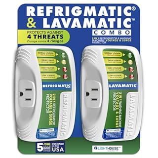 Two Electronic Voltage & Surge Protector Combo - Protect your Refrigerator and Washing Machine Against High and Low Voltage, Brownouts and Spikes