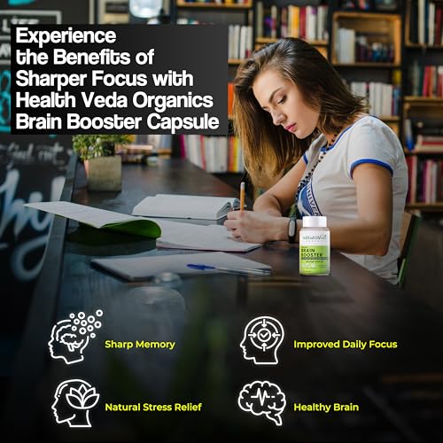 Image of HEALTH VEDA ORGANICS PRIVATE LIMITED Plant Based Brain Booster With Ginkgo Biloba & Brahmi I 120 Veg Capsules I Boosts Concentration & Learning Activities I For Both Men & Women (Pack Of 2)