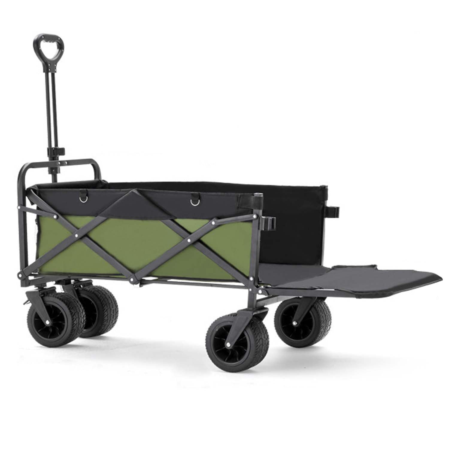 Chariot de transport pliable de 230 l avec grande capacité et hayon ouvert, charge maximale : 200 kg, avec roues tout terrain, cordes