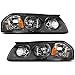 For 2000-2005 Chevy Impala Headlights Replacement Black Housing Amber Reflector Clear Lens