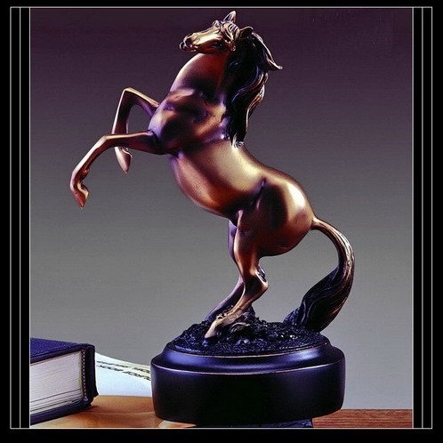 Estátua de cavalo 6Wx8H - Acabamento de bronze da BullMarketGifts