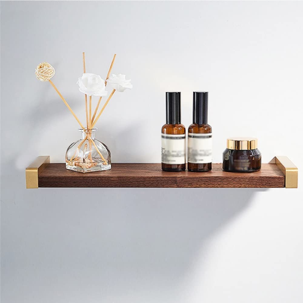 LUUYYI Multifunctional Shower Caddy Wood Bathroom Shelf Floating Shelves with Towel Hanger Wall Mounted Corner Shelf Cosmetics Storage