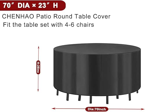 Miniatura 2 de CHENHAO Cubierta de mesa al aire libre redonda impermeable para muebles de patio, resistente a los rayos UV, para mesa redonda exterior y sillas,