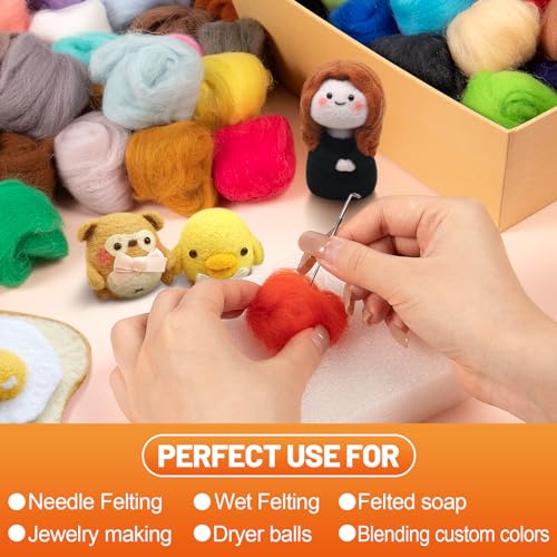 Biggun BIGGUN-WOOL-ROVING-C-96PCS 96Pcs 10.4 Oz Needle Felting Wool- 48 Colorful Nature Fibre Wool Yarn Roving Needle Felting Hand Spinning thumb #2
