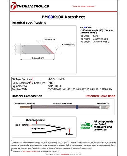Image of Thermaltronics PM60K100 Knife 4.83mm (0.19in), Tin Area 2.03mm (0.08in) interchangeable for Metcal STP-DRK50