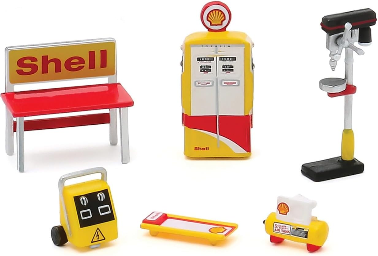 Greenlight 16060-C Auto Body Shop - Shop Tool Accessories Series 3 -Shell Oil 1:64 Scale