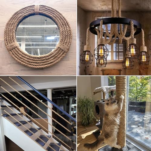 Natural Jute Rope (3/4 Inch x 100 Feet) Thick Hemp Rope 4 Strands Twisted Manila Ropes for Swing Bed, Deck Railing, Nautical Decor & DIY Crafts by HZXXJCO - Image 6