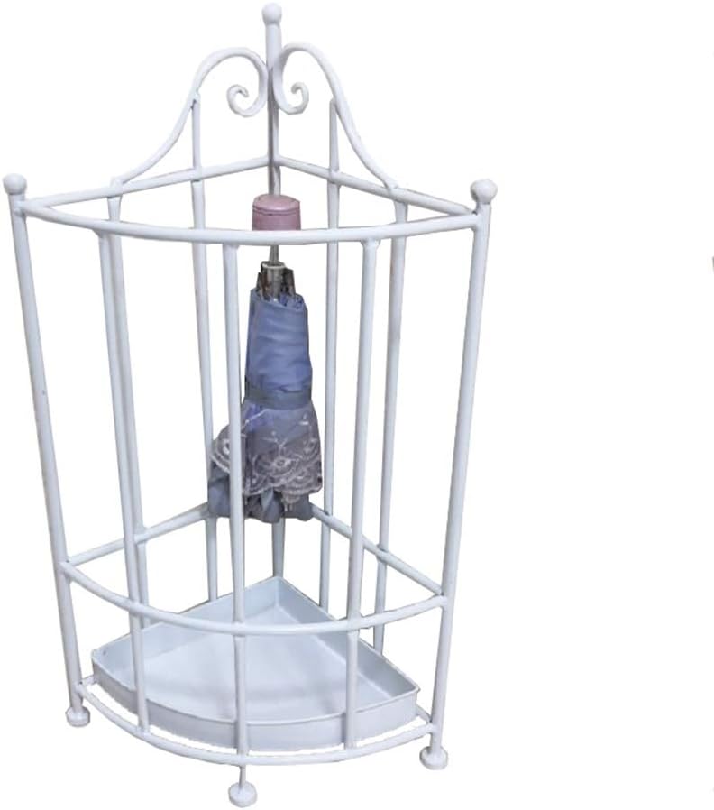 Racks Indoor Metal Umbrella Holder,Space-Saving Corner for Hallway Entrance,Umbrella Basket with Drip Tray for 8 Umbrellas,23x23x60cm (Color : White)