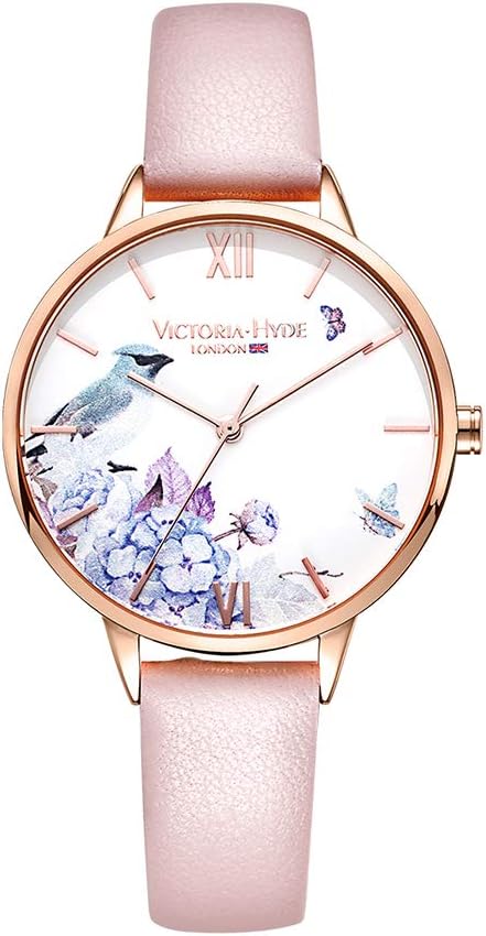 Fashion Elegant Floral Dial Watch for Women Quartz Genuine Leather Strap Wristwatch Mother's Day Gifts