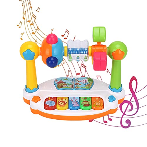 子供の赤ちゃん回転音楽ピアノ、軽い音の教育玩具、動物の鳴き声キーボード赤ちゃん遊びキッズギフト、楽器モンテッソーリ学習玩具6?12ヶ月幼児 Feichanghao