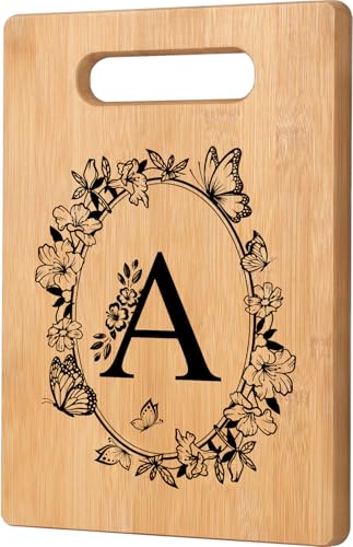 Personalized Cutting Board, Initial Christmas Birthday Gifts for Women Wedding Gifts for Couple, Monogrammed Women Birthday Gift for Sister Friend, Unique Gift for Christmas Anniversary (Letter A)