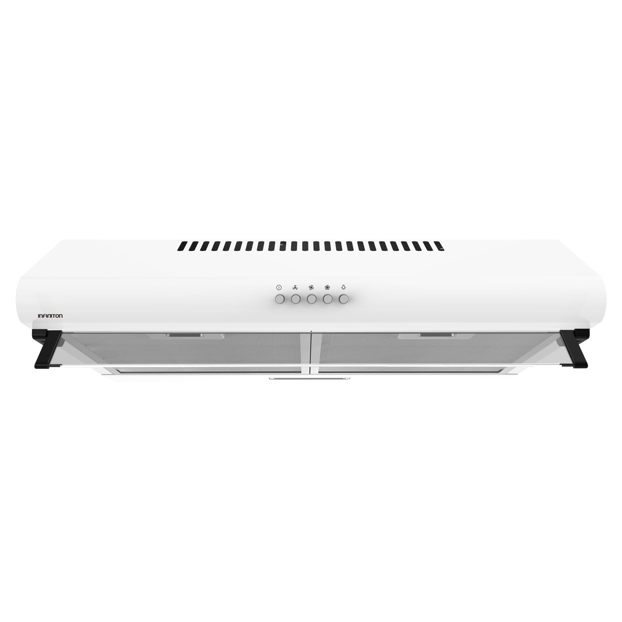 INFINITON Campana Extractora CMPV-632BC14, 320 m3/h, Ancho 60 cm, Altura especial de 105cm para su instalación, Luz LED incorporada,3 Niveles de potencia de succión, Blanco