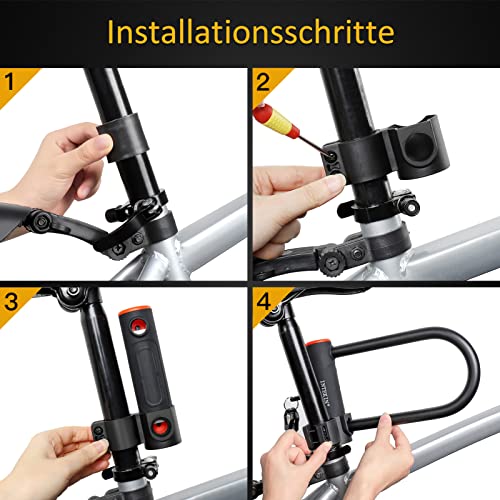 INTEKIN Candado U de Alta Seguridad, 16 mm, para Bicicleta, Motocicleta, Scooter y Puerta - imagen 6