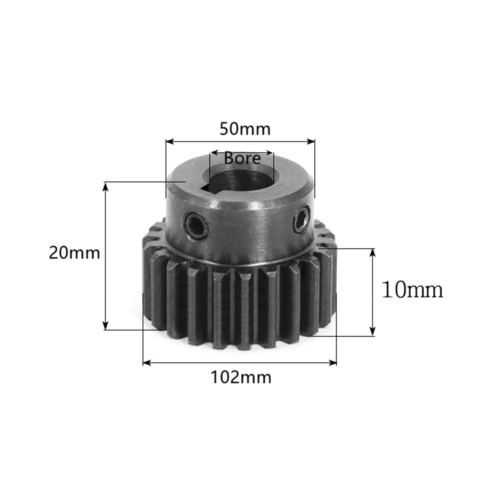 1 sztuka 100 zębów koło czołowe z piastą, koło czołowe z paskiem, moduł 1, otwór wewnętrzny 19 mm, rowek klinowy 6 x 2,8 mm