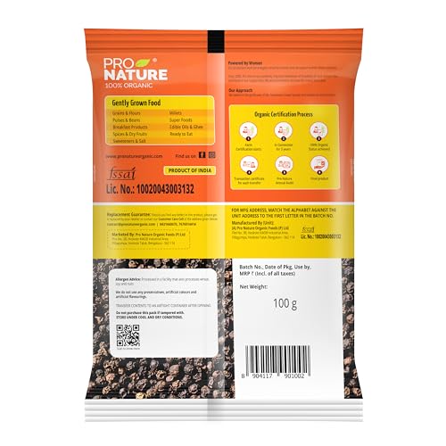 Image of Pro Nature 100% Organic Black Pepper (Whole), 100 gram (Pack of 3)