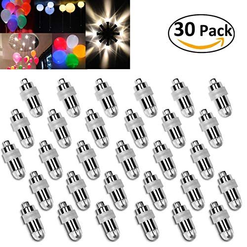 Preisvergleich Produktbild 30 LED-Ballons Lichter wasserdicht Beleuchtung für Papierlaternen Ballons Blumendekoration, Nicht-blinkend, wasserfeste, Warm-weiß by ARTUROLUDWIG