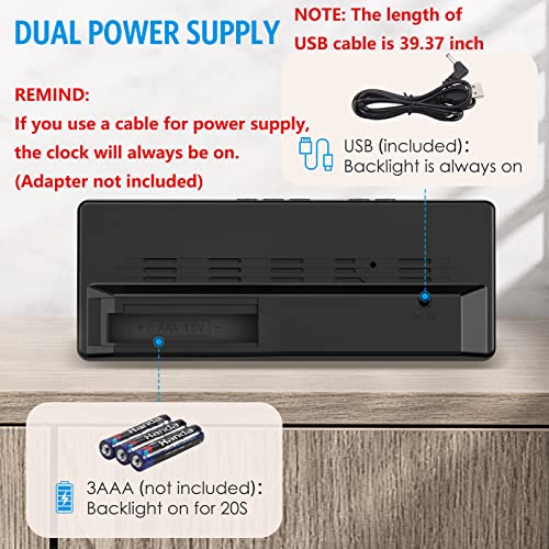 Ankilo Digital Clock, 【𝐍𝐄𝐖 𝐕𝐄𝐑𝐒𝐈𝐎𝐍】 Led Alarm Clock For Bedroom, Electronic Desktop Clock With Temperature Display, Voice Control, 12/24H, Small Clock For Bedroom Decor (No Battery＆Adapter) #TOP4