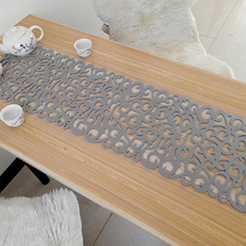 ZDYS Hollow Felt Table Runner, Vintage Flower Design Heat-resistant Table Place Mat Rectangle Placemats For Your Dining Room Household Decoration