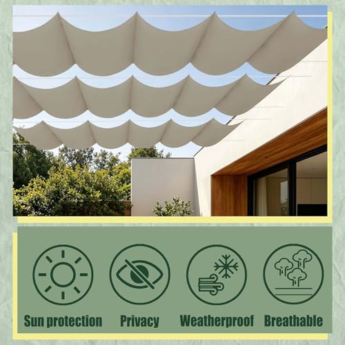 Toile ombrage rétractable vague 100x500 protection UV