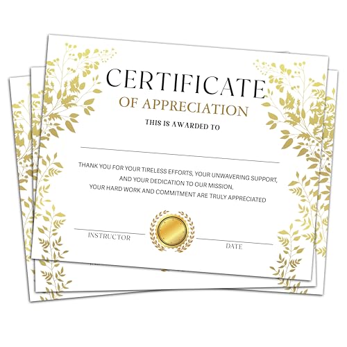 Image of Certificate of Appreciation -25pcs, Certificates of Recognition, Thank You Gifts Certificates for Employees, Staff, Teachers, Volunteers, 8x10 Inch Award Certificate-A08