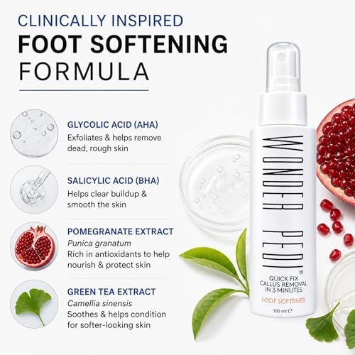 Image of Callus Remover - Three Minutes Quick Fix- Foot File Rasp - Instant Foot Exfoliating Softener Peel Spray, Heels Callus Scrubber File - Home Spa Pedicure Treatment. Wonder Pedi