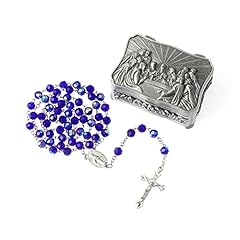 Royal Blue Crystal + Last Supper Rosary Box