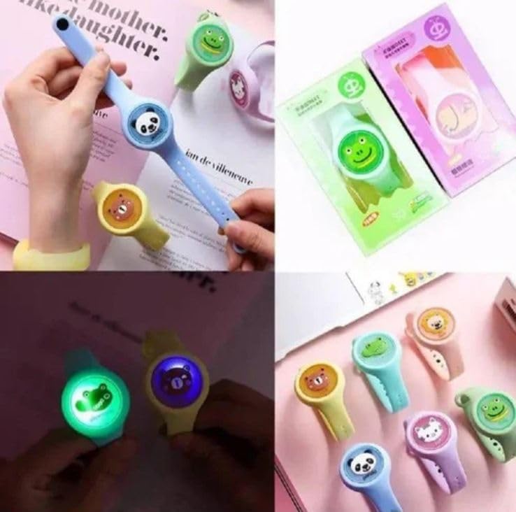 Sweta Creation Kids Cartoon Animal Design Mosquito Repellent Wristbands with LED Light Up, Insect & Bug Pest Repeller Waterproof Bracelet For Kids and Adults(Mosquito Repellent bands1-Orange-Pcs3) 4