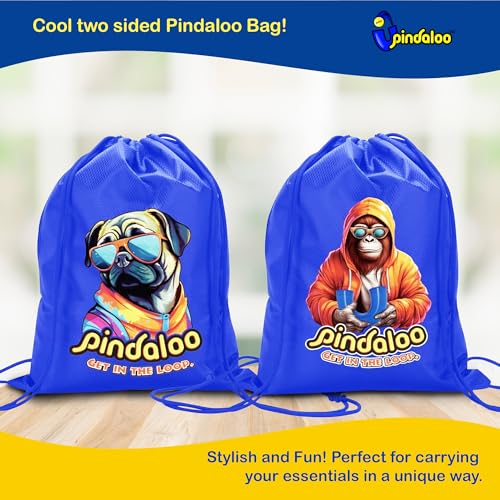 pindaloo cool Drawstring Backpack Bag - Blue 2 different sides logo.2