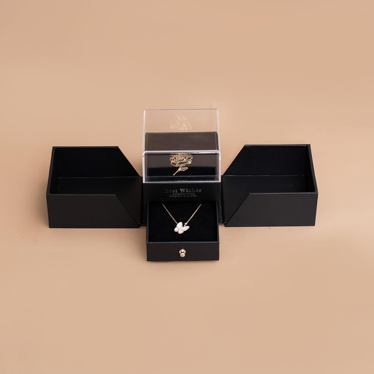 18K Rose Gold Butterfly Necklace – Elegant Pearl Pendant Jewelry, The Perfect Mother’s Day Gift for Wife, Mom, or Loved One. Includes Free Matching Brooch in Luxurious Gift Box.