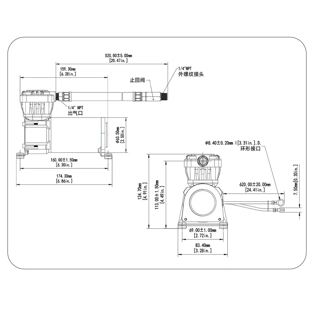 24V Industrie Ölfreier Luftkompressor, Mikro Automatikstart/-stopp, 150 PSI, 45L/min Fördermenge