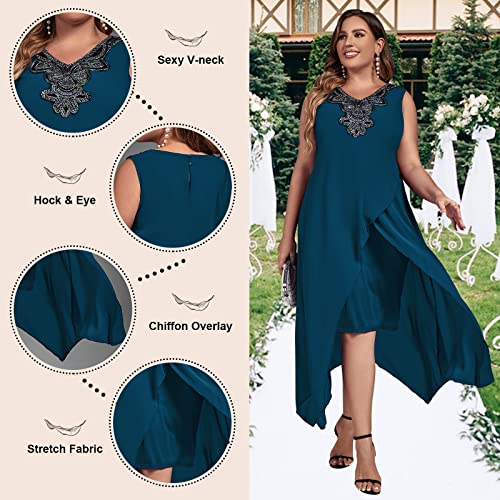 Image of OCSTRADE Womens Plus Size Chiffon Dress Loose Sleeveless Flowy Cocktail Party Midi Dresses