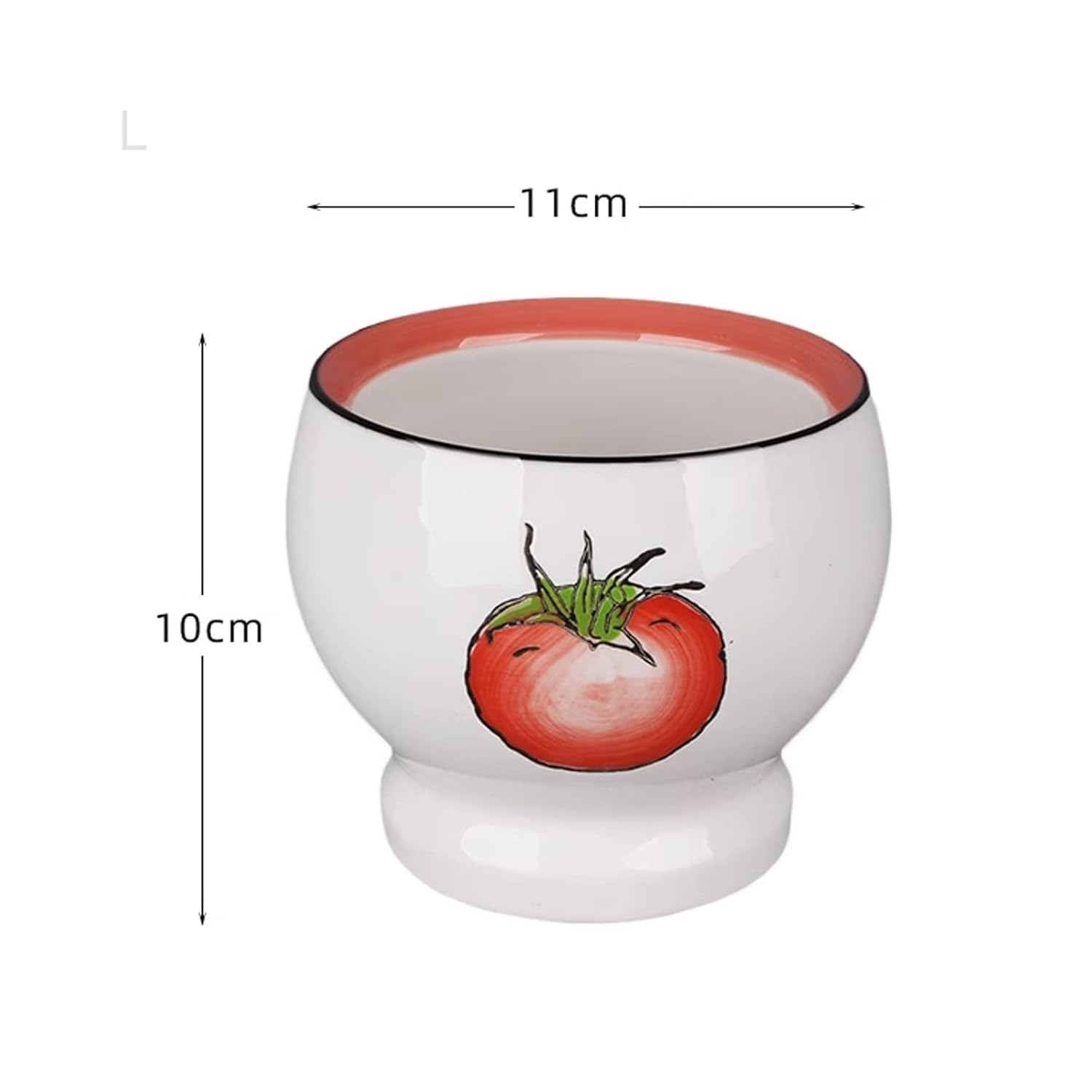 Set con mortaio e pestello in porcellana, macinino for pillole in ceramica con design a pomodoro dipinto a mano(Large)