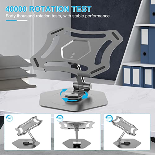 Swivel-Adjustable-Laptop-Stand-360-Rotating-of-Aluminum-Laptop-Stand-for-Desk-Laptop-Riser-with-Mechanical-Sound-Laptop-Computer-Stand-Compatible-with-10-173-inch-Laptop-Gray