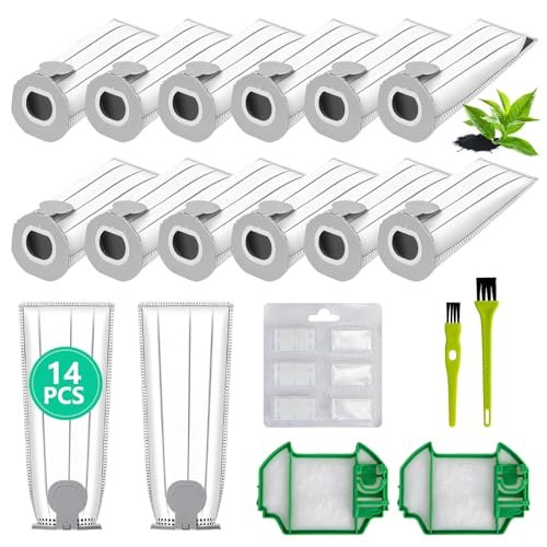 14 Staubsaugerbeutel für Vorwerk Kobold VK7 FP7 mit 2 Filtern 6 Duftblöcken 2 Bürsten VK7 Staubsaugerbeutel für Vorwerk FP7 Premium Filtertüten für Kobold