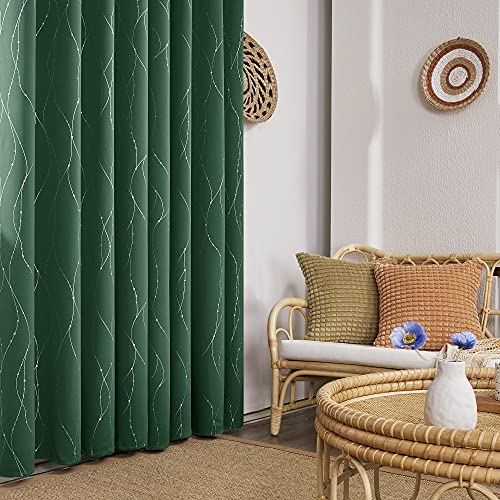 Deconovo Small Curtains For Windows, Thermal Blackout Green Curtains And Drapes For Bedroom - Sun Blocking Curtains, Noise Reducing Protection For Bedroom (W42 X L45 Inch, Dark Forest Green, 2 Panels) #TOP3