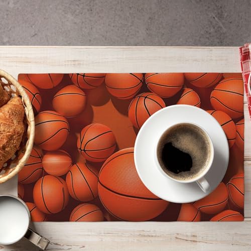 Set de table lin basketball orange pour repas de match entre amis et dîner convivial - 8