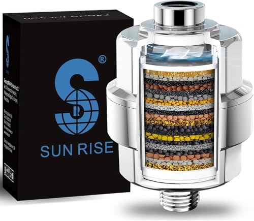 SR SUN RISE Shower Filter & Duschfilter 20-Stufen mit 1 Filterpatronen - Wasserfilter Dusche gegen Kalk/Chlor/Fluorid verbessert Haut- & Haargesundheit - Chrom