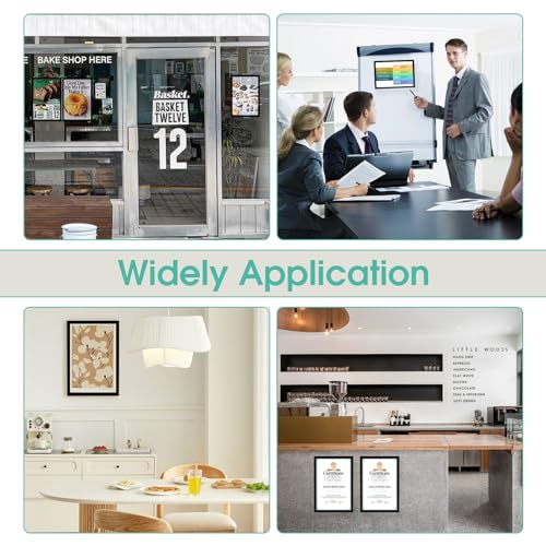 QHSXMQ 4 Stück Magnetrahmen A4, Magnetrahmen Selbstklebend 32.5x23.8cm, Magnet Bilderrahmen mit Magnetverschluss, Info-Rahmen Selbstklebend für Informationsrahm, Wanddekoration zu Hause (Schwarz)